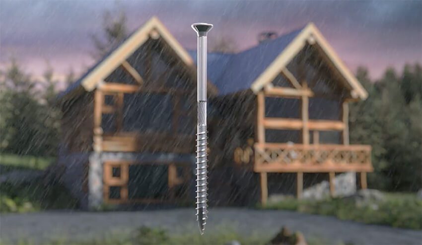 A screw with a house behind it